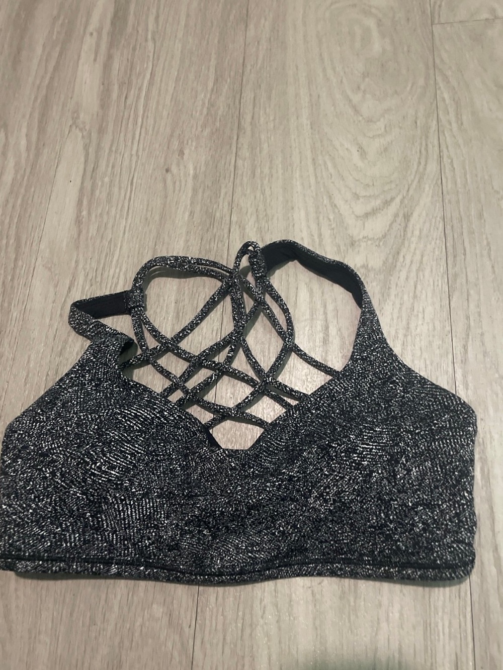 lululemon athletica Black & Silver Strappy Sports Bra